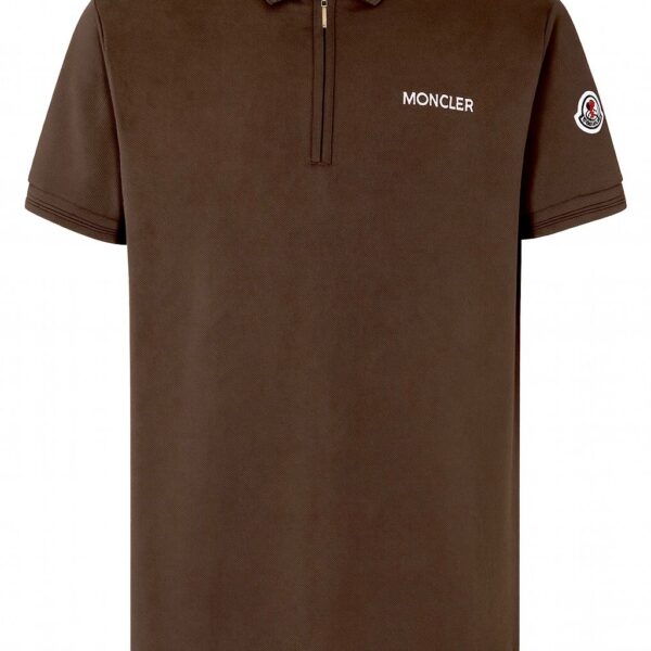 MONCLER ZIPUP POLO BROWN