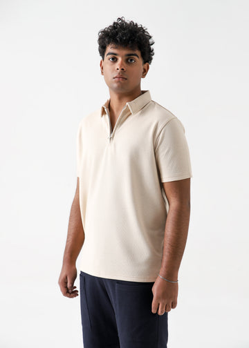 TEXTURED ZIPPER POLO | RELAX